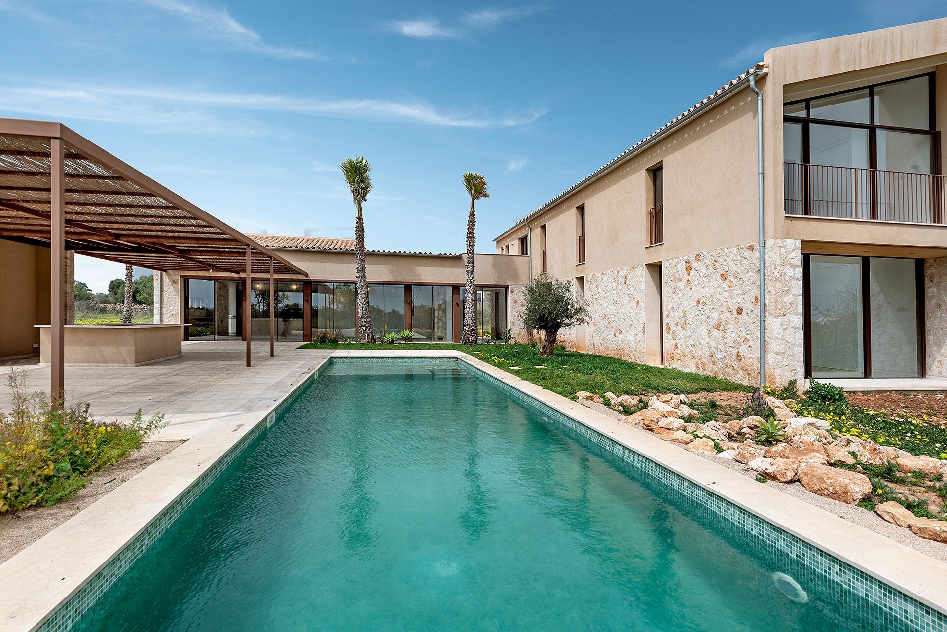 Stylish, newly built country house with swimming pool and panoramic views in Ses Salines