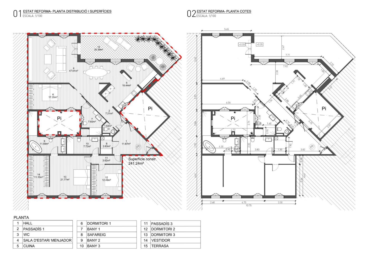 Ático con terraza, reformado y amueblado en la calle Girona