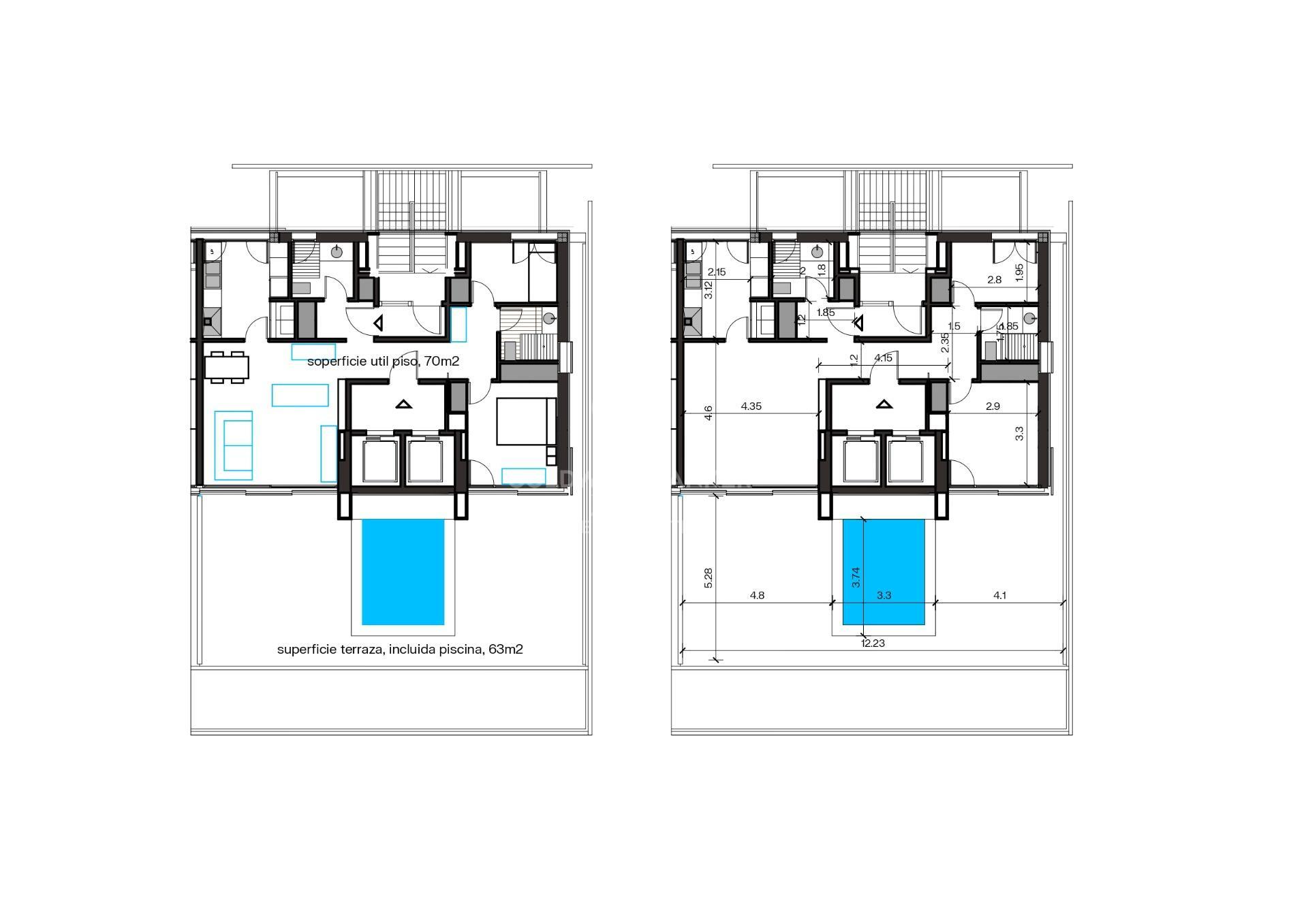 Penthouse z tarasem, prywatnym basenem i miejscem parkingowym
